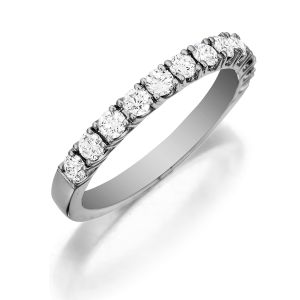 Henri Daussi R12 Band with a Single Line of Prong Set Diamonds