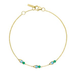SB2314849FY Tacori Petite Open Crescent Bracelet with Turquoise and Green Onyx