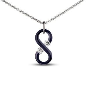 Steven Kretchmer - Small Vertical Infinity Tension Set Pendant in Midnight Blue