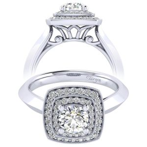 Taryn 14k White Gold Round Perfect Match Engagement Ring TE001B3AGW44JJ