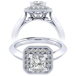 Taryn 14k White Gold Princess Cut Perfect Match Engagement Ring TE001B4ALW44JJ