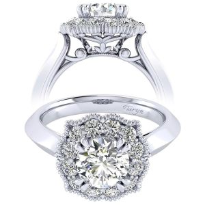 Taryn 14k White Gold Round Perfect Match Engagement Ring TE001C6ACW44JJ