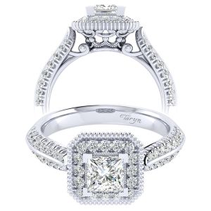 Taryn 14k White Gold Princess Cut Perfect Match Engagement Ring TE002B3ALW44JJ