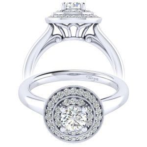Taryn 14k White Gold Round Perfect Match Engagement Ring TE009A2AHW44JJ