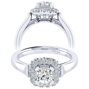 Taryn 14k White Gold Cushion Cut Perfect Match Engagement Ring TE009B3AJW44JJ