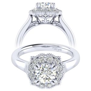 Taryn 14k White Gold Round Perfect Match Engagement Ring TE009B4ACW44JJ