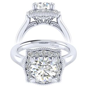 Taryn 14k White Gold Round Perfect Match Engagement Ring TE009C8AAW44JJ