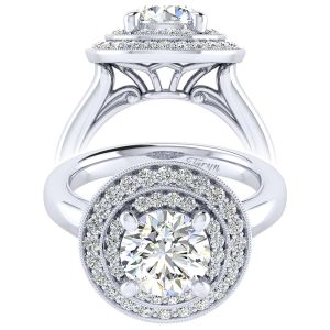 Taryn 14k White Gold Round Perfect Match Engagement Ring TE009C8AHW44JJ