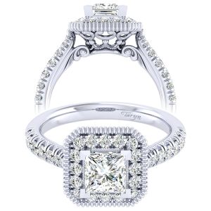 Taryn 14k White Gold Princess Cut Perfect Match Engagement Ring TE039B4ALW44JJ