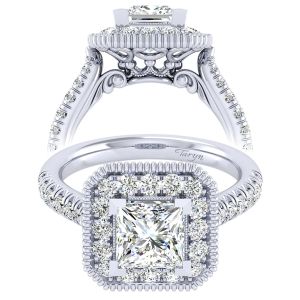 Taryn 14k White Gold Princess Cut Perfect Match Engagement Ring TE039C6ALW44JJ