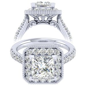 Taryn 14k White Gold Princess Cut Perfect Match Engagement Ring TE039C8ALW44JJ