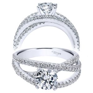 Taryn 14k White Gold Round Free Form Engagement Ring TE10204W44JJ 