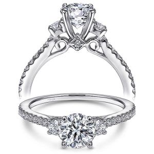 Taryn 14k White Gold Round 3 Stone Engagement Ring TE10693W44JJ