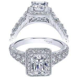 Taryn 14k White Gold Emerald Cut Halo Engagement Ring TE10923W44JJ