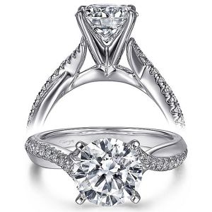 Taryn 14k White Gold Round Twisted Engagement Ring TE10951R8W44JJ