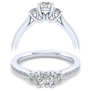Taryn 14k White Gold Round 3 Stone Engagement Ring TE12221W44JJ
