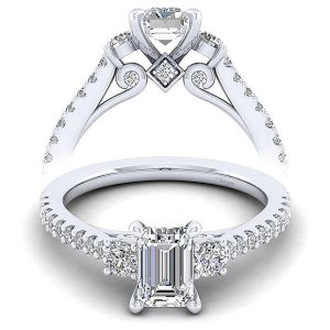 Taryn 14k White Gold Emerald Cut 3 Stone Engagement Ring TE12247W44JJ