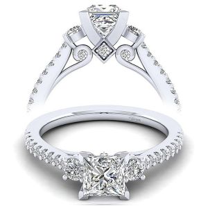 Taryn 14k White Gold Princess Cut 3 Stone Engagement Ring TE12249W44JJ