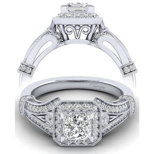 Taryn 14k White Gold Princess Cut Halo Engagement Ring TE12633S3W44JJ