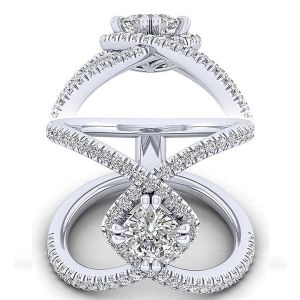 Taryn 14k White Gold Cushion Cut Halo Engagement Ring TE12644C4W44JJ