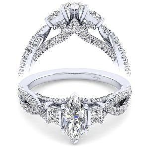 Taryn 14k White Gold Marquise 3 Stone Engagement Ring TE12663M3W44JJ