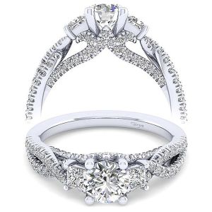 Taryn 14k White Gold Round 3 Stone Engagement Ring TE12663R3W44JJ