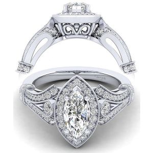 Taryn 14k White Gold Marquise Halo Engagement Ring TE14305W44JJ