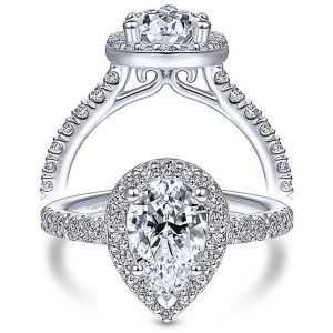 Taryn 14k White Gold Pear Shape Halo Engagement Ring TE14322W44JJ