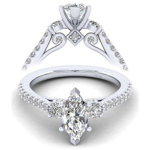 Taryn 14k White Gold Marquise 3 Stone Engagement Ring TE14332W44JJ