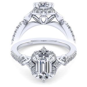 Taryn 14k White Gold Emerald Cut Halo Engagement Ring TE14411E4W44JJ