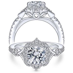 Taryn 14k White Gold Round Halo Engagement Ring TE14411R4W44JJ