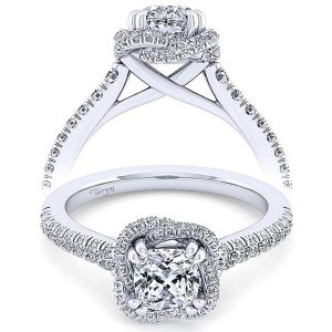 Taryn 14k White Gold Cushion Cut Halo Engagement Ring TE14412C4W44JJ