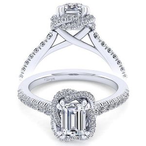 Taryn 14k White Gold Emerald Cut Halo Engagement Ring TE14412E4W44JJ