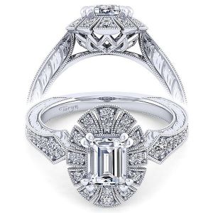 Taryn 14k White Gold Emerald Cut Halo Engagement Ring TE14445E4W44JJ