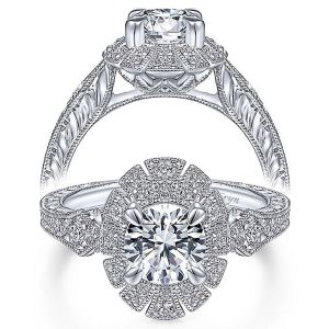 Taryn 14k White Gold Round Halo Engagement Ring TE14445R4W44JJ