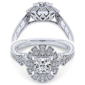 Taryn 14k White Gold Princess Cut Halo Engagement Ring TE14445S4W44JJ