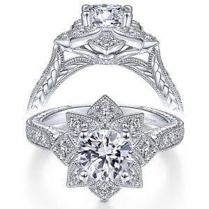 Taryn 14k White Gold Round Halo Engagement Ring TE14451R4W44JJ