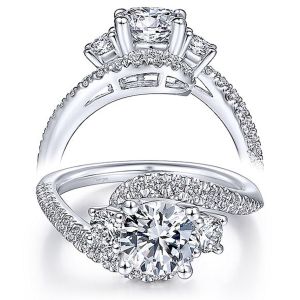Taryn 14k White Gold Round 3 Stone Engagement Ring TE14465R4W44JJ