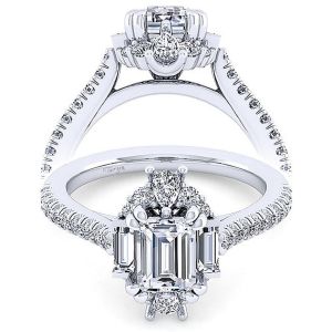 Taryn 14k White Gold Emerald Cut Halo Engagement Ring TE14508E4W44JJ