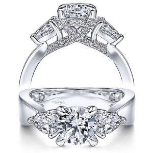 Taryn 14k White Gold Round 3 Stone Engagement Ring TE14643R4W44JJ