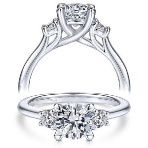 Taryn 14k White Gold Round 3 Stone Engagement Ring TE14745R4W44JJ