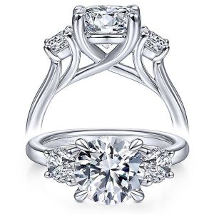 Taryn 14k White Gold Round 3 Stone Engagement Ring TE14745R8W44JJ