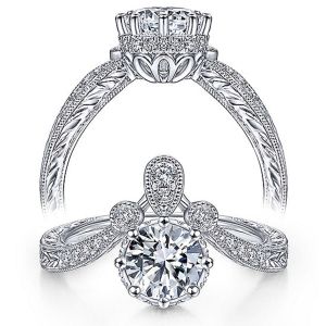 Taryn 14k White Gold Curved Round Diamond Engagement Ring TE14765R3W44JJ