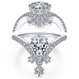 Taryn 14k White Gold V Shape Round Diamond Engagement Ring TE14783R4W44JJ