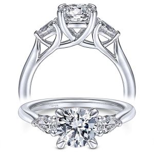 Taryn 14k White Gold Round 3 Stone Engagement Ring TE14794R4W44JJ
