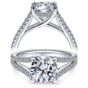 Taryn 14k White Gold Round Split Shank Engagement Ring TE14804R8W44JJ