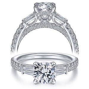 Taryn 14k White Gold Round 3 Stone Engagement Ring TE15180R4W44JJ
