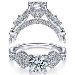Taryn 14K White Gold Round 3 Stone Diamond Engagement Ring TE15198R4W44JJ