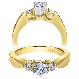Taryn 14k Yellow/White Gold Round 3 Stones Engagement Ring TE1705M43JJ