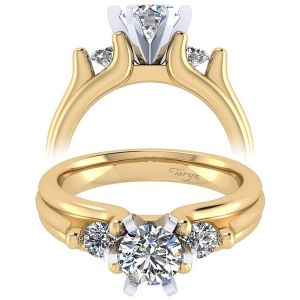 Taryn 14k Yellow/White Gold Round 3 Stones Engagement Ring TE3751M44JJ